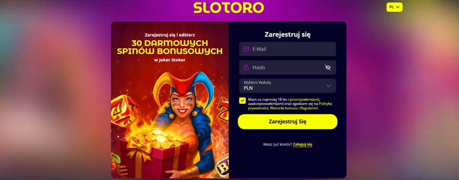30 Darmowych Spinów Bez Depozytu za Rejestrację w Slotoro Casino